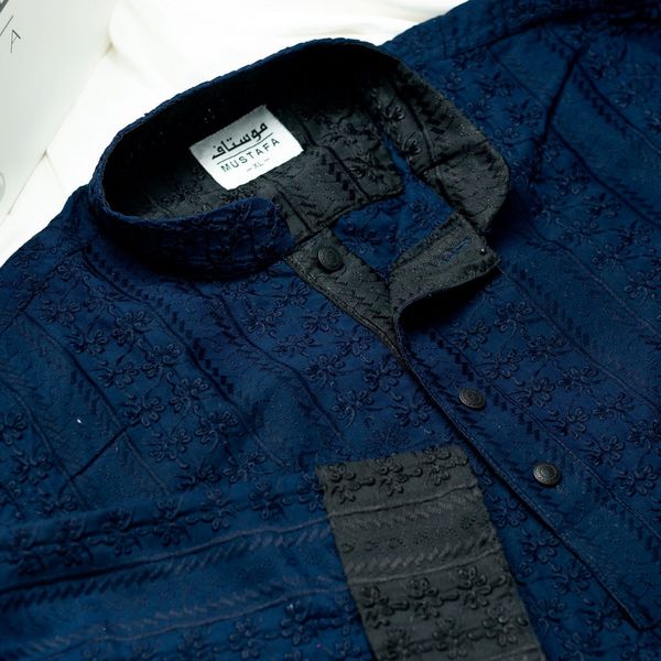 ZAFAR - DEEP BLUE CHIKAN - Image 2