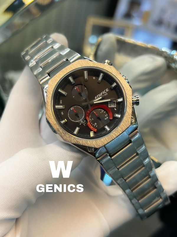 Casio Edifice EQB1100 With Brand box Silver chain black Dial AA Grade