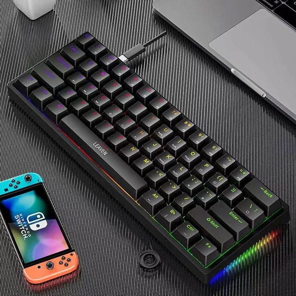 LEAVEN K620 Wired Hot-Swappable Gaming Mechanical Keyboard - Blue & Red Switch