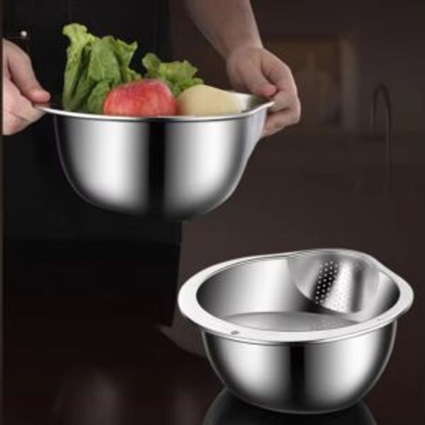 Stainless Steel Multi-Functional Rinsing Bowl