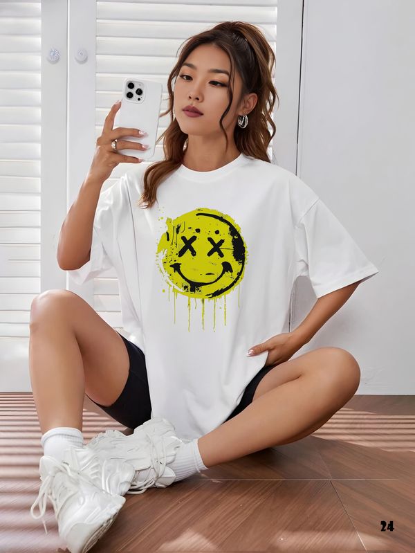 Keep Smiling Drop Shoulder T-shirt - 24