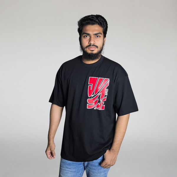 Just Me Bro (Black) ✋ - Premium Oversized Drop Shoulder T-shirt