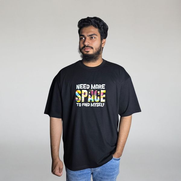 Need More Space To Find Myself 🌌 - Premium Oversized Drop Shoulder T-shirt