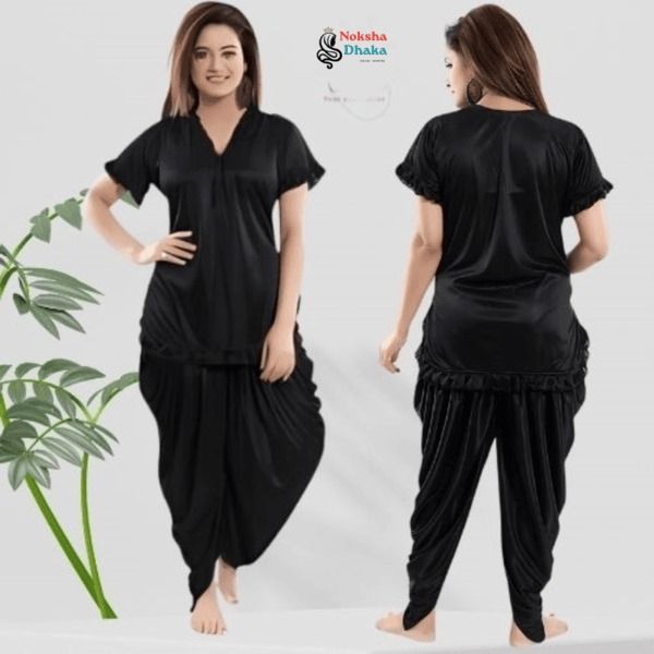 বেস্ট কোয়ালিটি ইন্ডিয়ান (টু-পার্ট) ধুতি নাইট ড্রেস-কালো