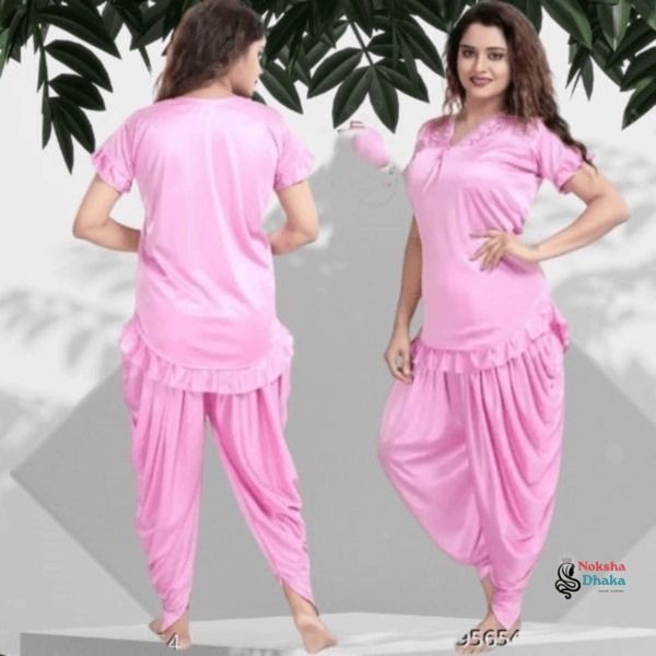বেস্ট কোয়ালিটি ইন্ডিয়ান (টু-পার্ট) ধুতি নাইট ড্রেস-পিঙ্ক