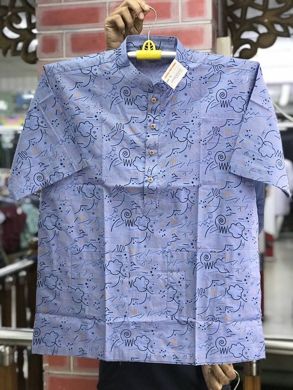 Men's Blue Cotton Fatua - Casual Bengali Style