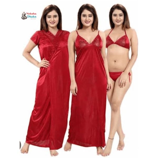 বেস্ট কোয়ালিটি ইন্ডিয়ান (চার-পার্ট) নাইট ড্রেস-মেরুন