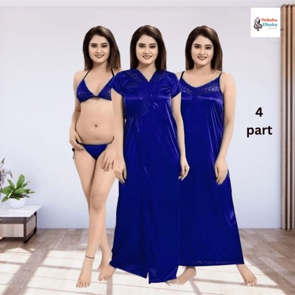 বেস্ট কোয়ালিটি ইন্ডিয়ান (চার-পার্ট) নাইট ড্রেস-রয়েল ব্লু