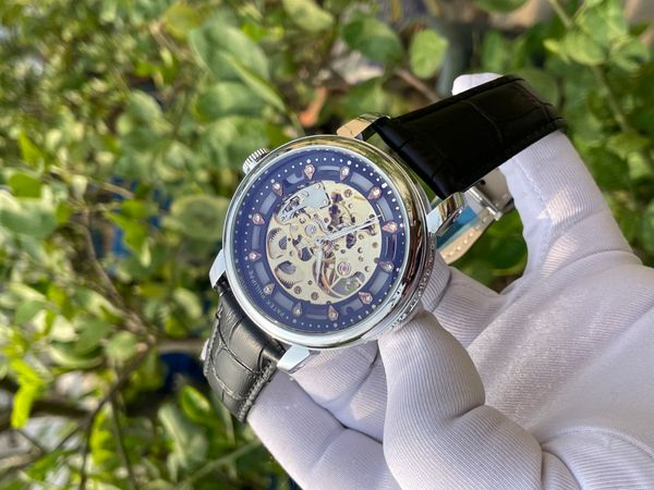 Patek Auto New Stone Black Belt Silver Casw
