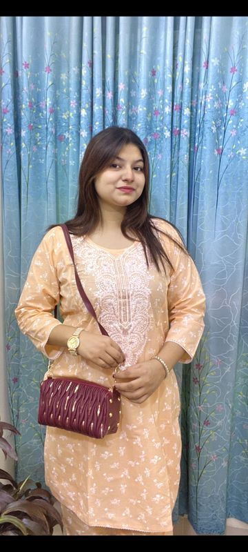 Hijabi Purse Bag, Stylish Ston Watch & 2 Piece Fashionable Kurti Premium Complete Set