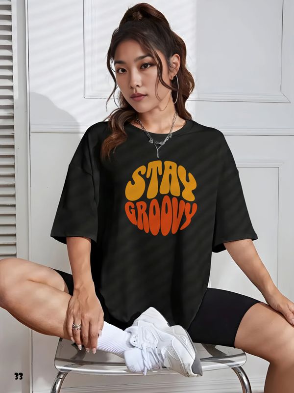 Stay Groovy Drop Shoulder T-shirt - 33