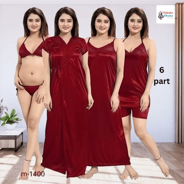বেস্ট কোয়ালিটি ইন্ডিয়ান (সিক্স-পার্ট) নাইট ড্রেস-মেরুন