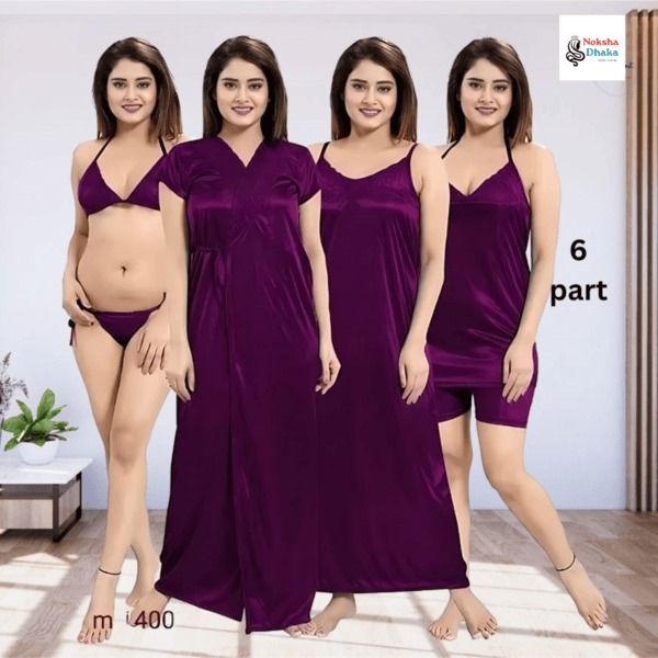 বেস্ট কোয়ালিটি ইন্ডিয়ান (সিক্স-পার্ট) নাইট ড্রেস-বেগুনি