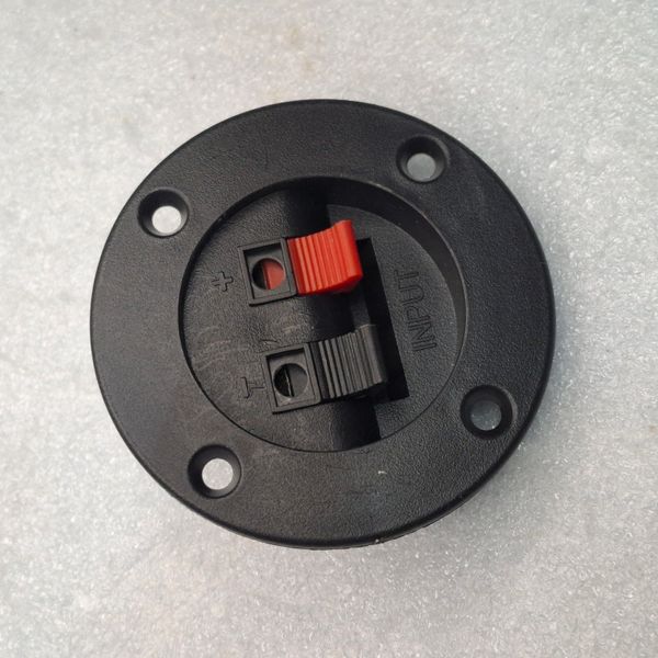 2-pole round speaker terminal cup, used for connecting speaker wires to a speaker box or enclosure