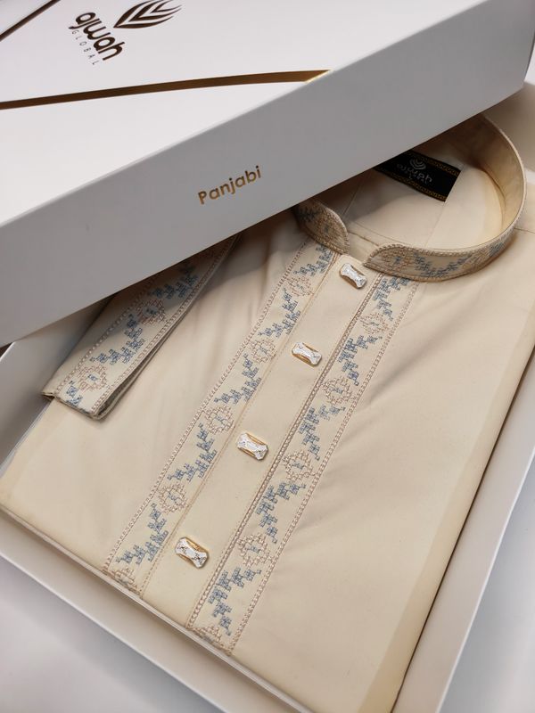 Regal Soft Cream Embroidered Panjabi