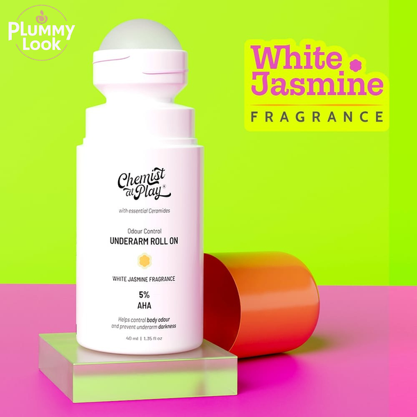 Chemist at Play UnderArm Roll-On with 5% AHA, Lactic Acid & 1% Mandelic Acid |White Jasmine Fragrance|Alcohol Free-40ml