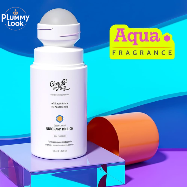 Chemist at Play UnderArm Roll-On with 5% AHA, Lactic Acid & 1% Mandelic Acid | Aqua Fragrance | Alcohol Free - 40ml