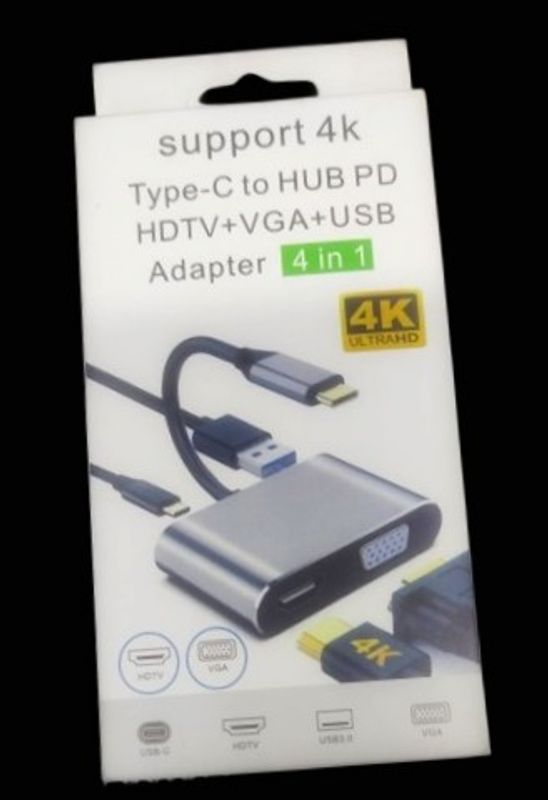 support 4kType-C to HUB PDHDTV+VGA+USBAdapter4 in 1