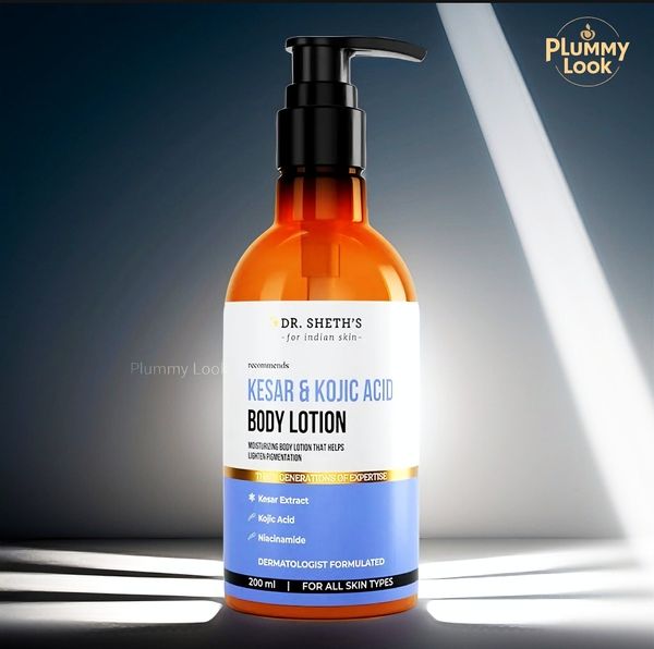 Dr. Sheth's Kesar & Kojic Acid Body Lotion | Reduces Body Pigmentation | Quick-Absorbing & Moisturizing Formula | Men & Women | 200ml