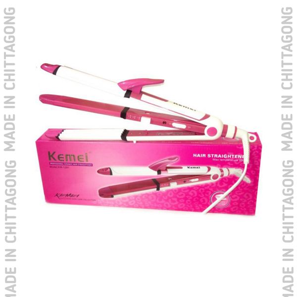 Kemei KM-1291 Professional 3in1 straightener Curler Crimper Iron