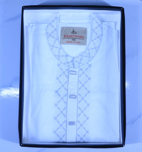 White Embroidered  Panjabi