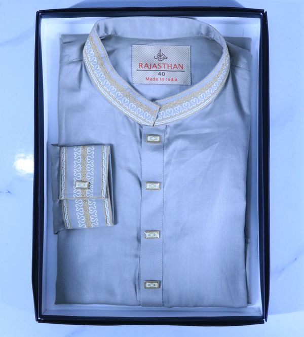 Classic Beige Embroidered Panjabi – Elegant & Traditional