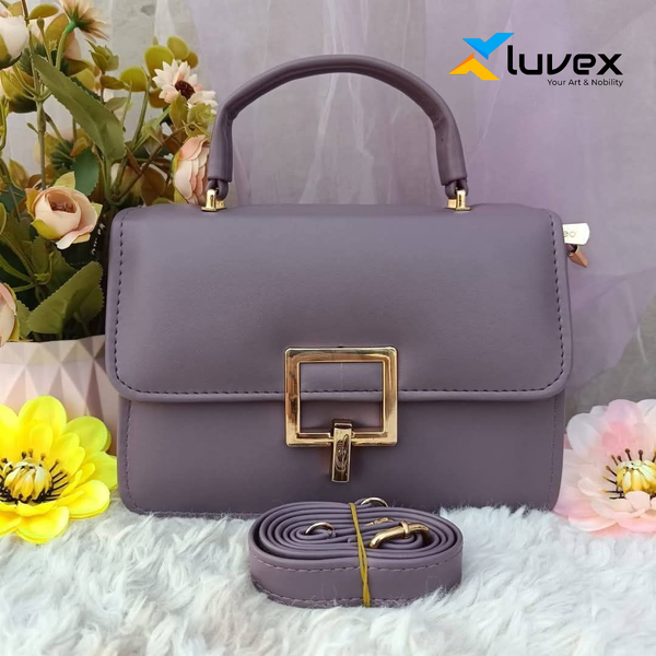 Premium Ladies Bag Square Lock- Purple
