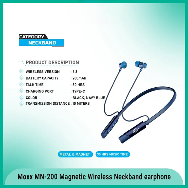 MOXX MN200 Super Base Neckband Bluetooth Headsets BT5.3 Sports IPX5 with Mic