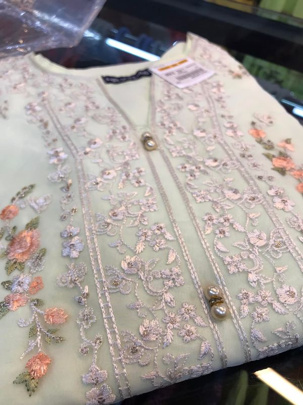 Embroidered Women's One-Piece - Soft Mint - Organza