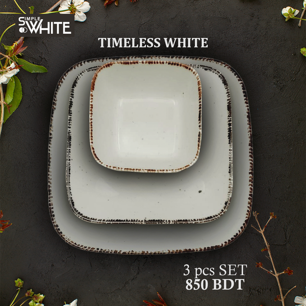 Timeless White Square Ceramic Dinnerware Set