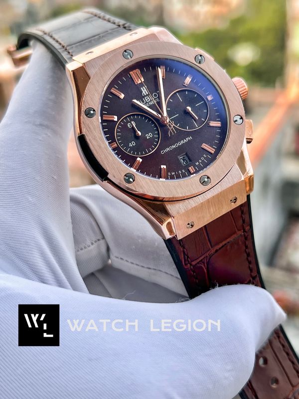 HUBLOT CLASSIC FUSION ROSE GOLD CASE BROWN DIAL BROWN BELT LEATHER TEXTURE
