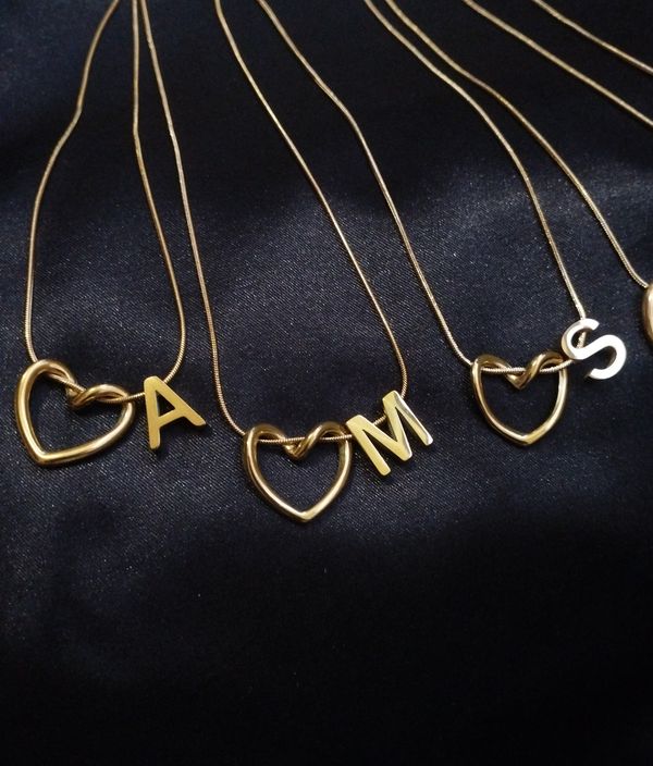 LOML heart & initial pendant necklace