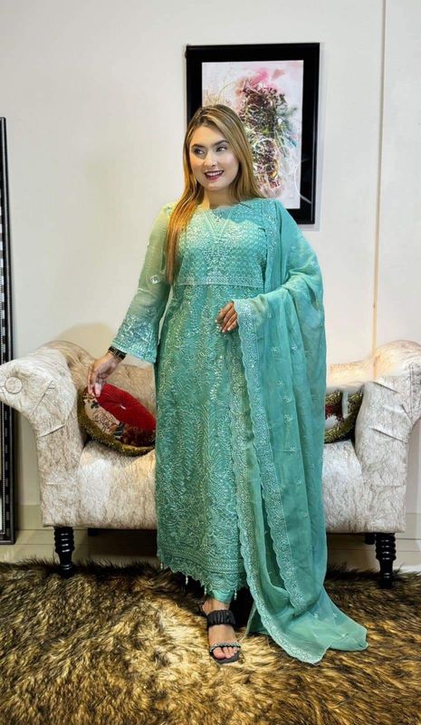 Semi –Embroidery & Sequence Work Party dress
