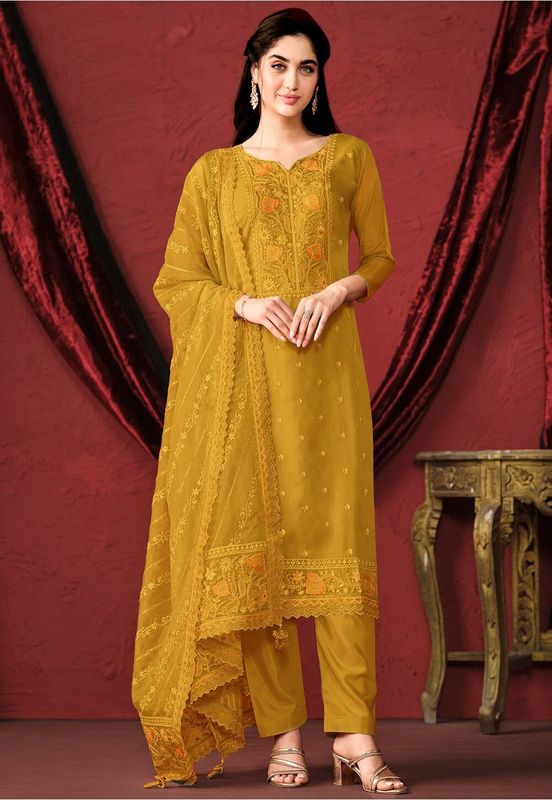 Semi –Embroidery & Sequence Work Party dress