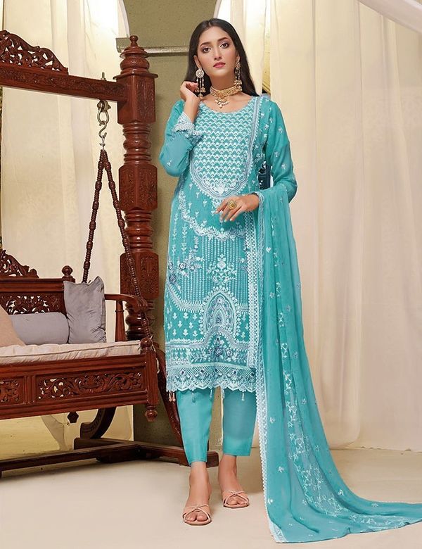 Semi –Embroidery & Sequence Work Party dress