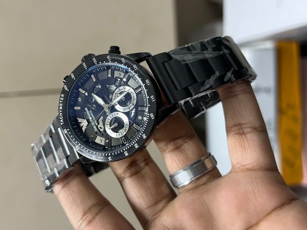 ARMANI MECCANICO CHAIN MATT BLACK DIAL BLACK