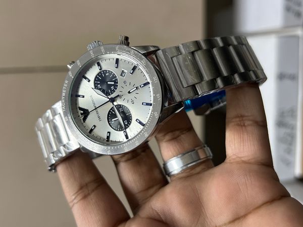 ARMANI CH MATT SILVER DIAL BLACK SUB