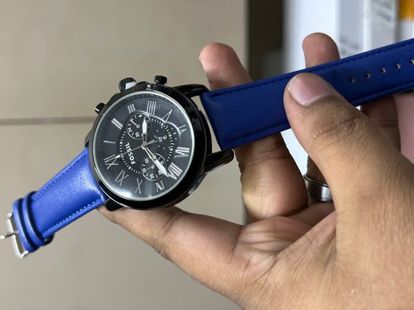 FOSSIL Q BLUE BELT BLACK CASE BLACK DIAL