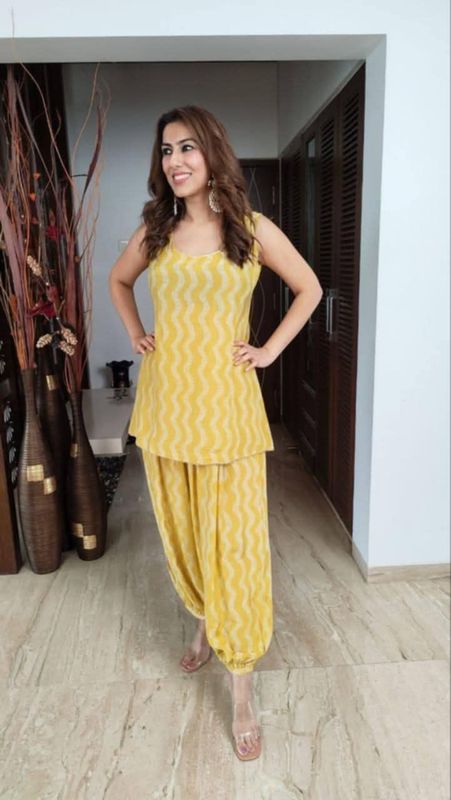 Yellow Dhoti Style Koti Three Piece Set - Image 2