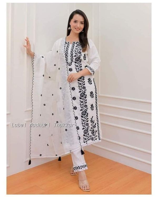 White Cotton Three Piece Set