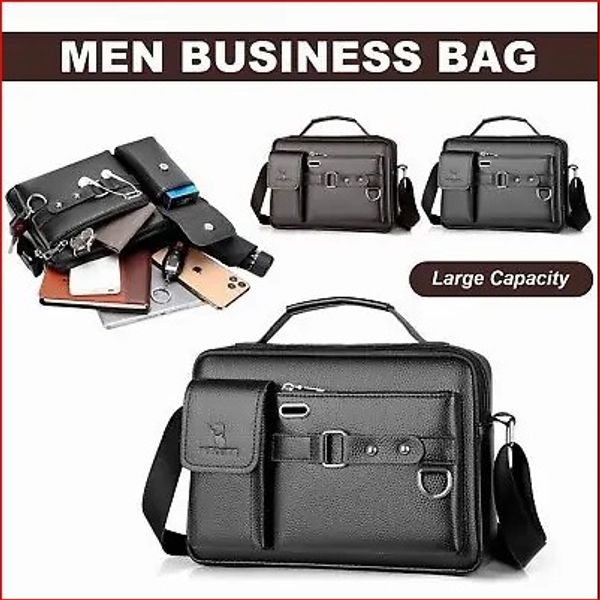 Luxury Brand Mens Leather Bags Messenger Bag Briefcase Satchel Shoulder Handbag CrossBody Bag For Work Business