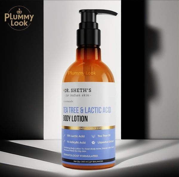 Dr. Sheth's Tea Tree & Lactic Acid Body Lotion With 1% Salicylic Acid | Ph Balancing Moisturizer | Helps To Reduce Body Acne & Uneven Skin Tone | For Men & Women | 200 ml