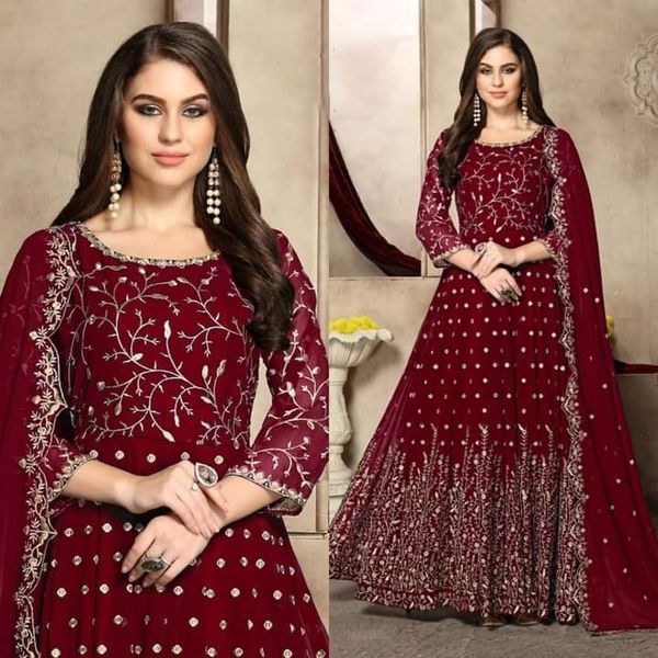 Soft Georgette semi Stitched -Embroidery Work Party dress