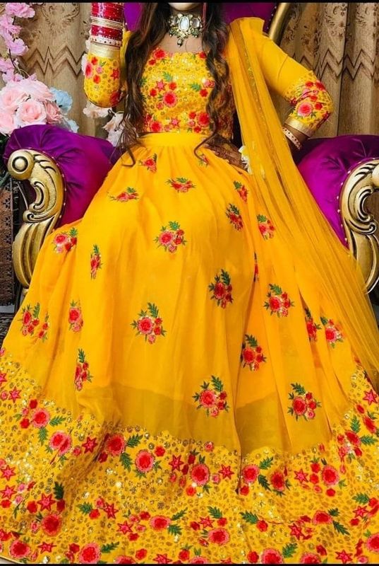Soft Georgette semi Stitched -Embroidery Work Party dress