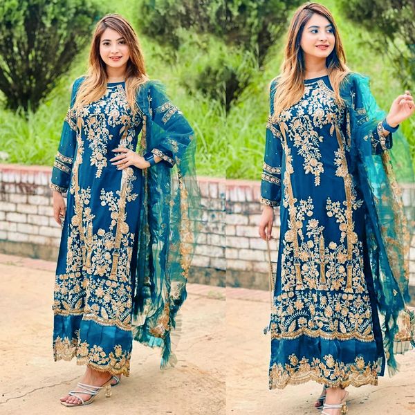 Semi –Embroidery & Sequence Work Party dress