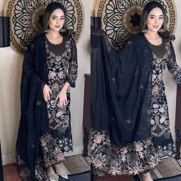 Semi –Embroidery & Sequence Work Party dress