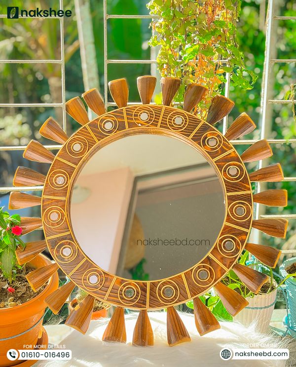 23/23'' size black stick circle mirror