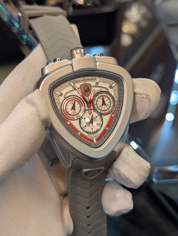 Lamborghini Grey Belt White/Red Dial