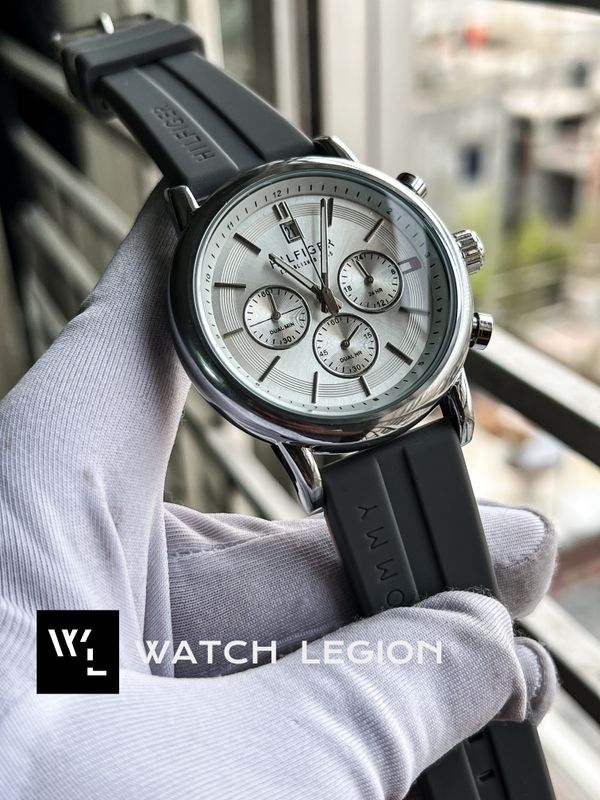 HILFIGER CHRONO SILVER FIBER BELT