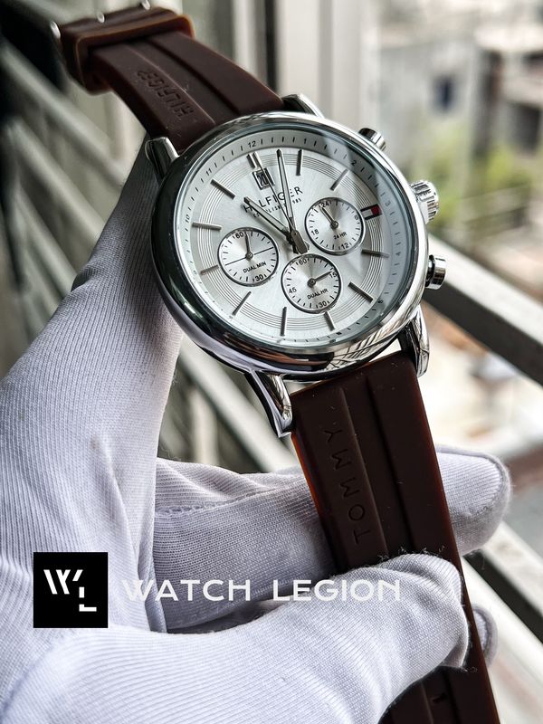 HILFIGER CHRONO BROWN FIBER BELT